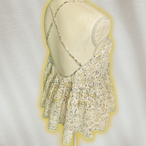 NWOT Free People ‘Sage’ Floral Peplum Tank With Eyelet Details Size XS - Picture 9 of 11